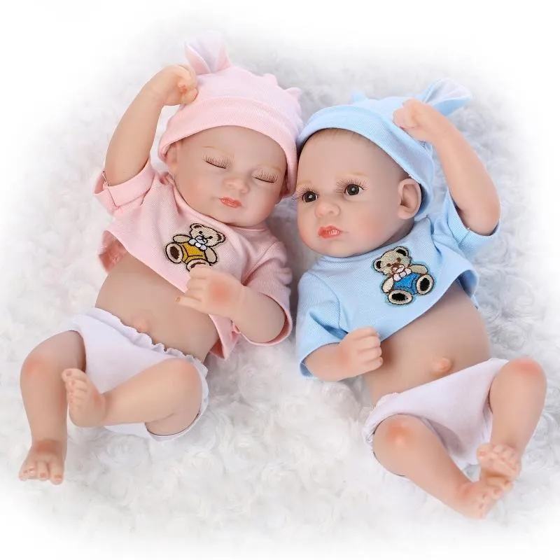Wholesale Cheap Mini Twin Gift Christmas Cute Baby Toys Soft Silicone Reborn Baby Dolls