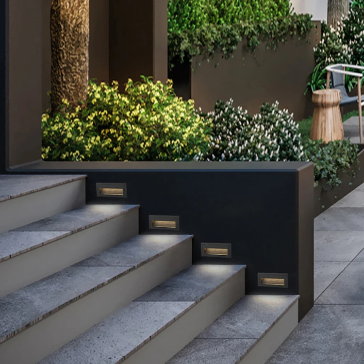 G-1037 wholesale LED wall lamp black gray white indoor and outdoor embedded ip65 inductive stair step lamp