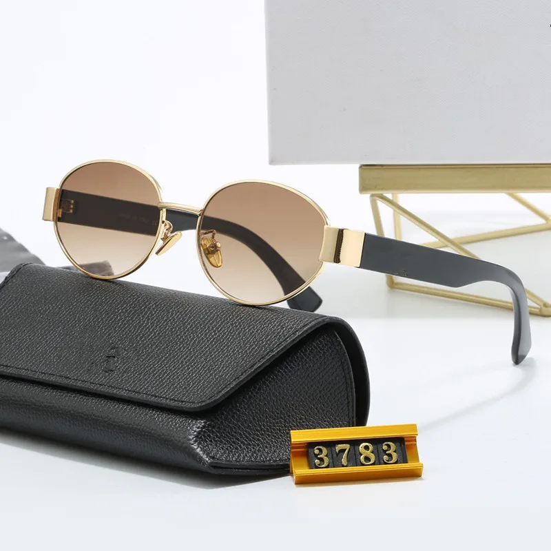 New 2024 Designer Oval Round Women Sunglasses High Quality Metal Leopard Frame Eyeglasses UV400 Glasses