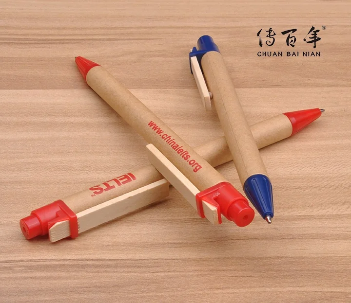 Hot selling eco friendly ball point pen with wooden clip