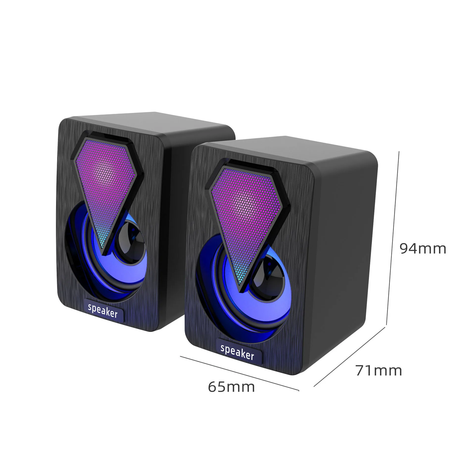 Портативная RGB-подсветка стерео Громкий бас 3 Вт * 2 компьютерные Проводные креативные 0 USB RGB Компьютерные колонки для
