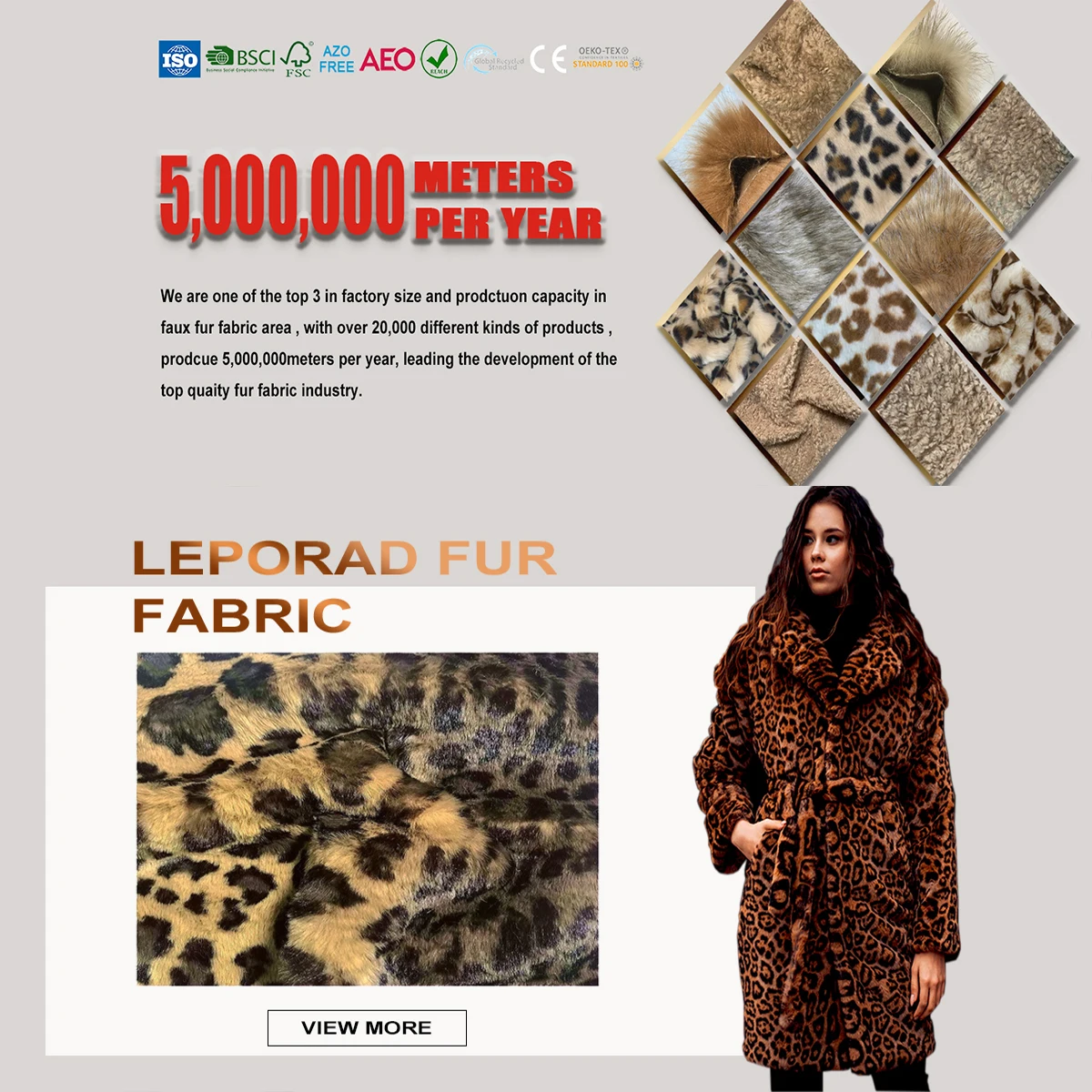Tan Spots Black And Red Leopard Print Faux Fake Rabbit Fur Fabric For Costume Fancy Coat