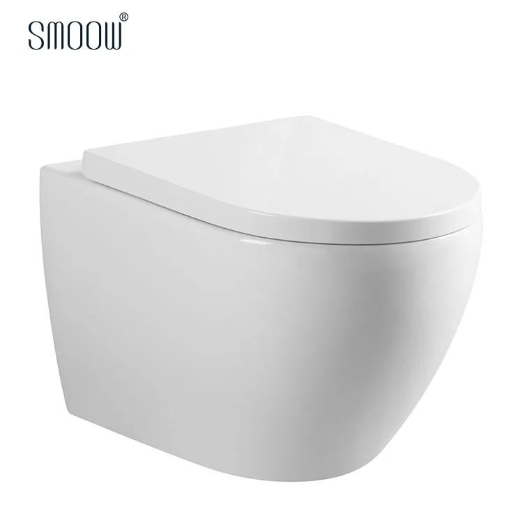 
Manufactures European modern round washdown rimless P trap wall hung toilet set for home hotel bathroom 