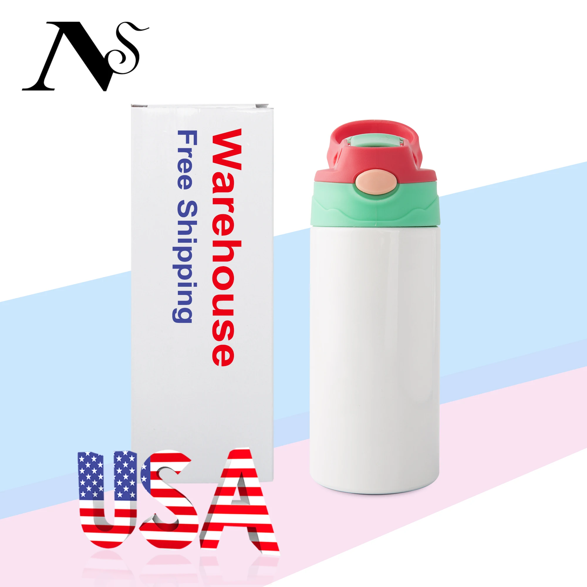 USA In Stock Leak Proof Mixed Color Sippy Cup Black And Red Blanks 12oz Kids Sublimation Tumbler With Flip Top