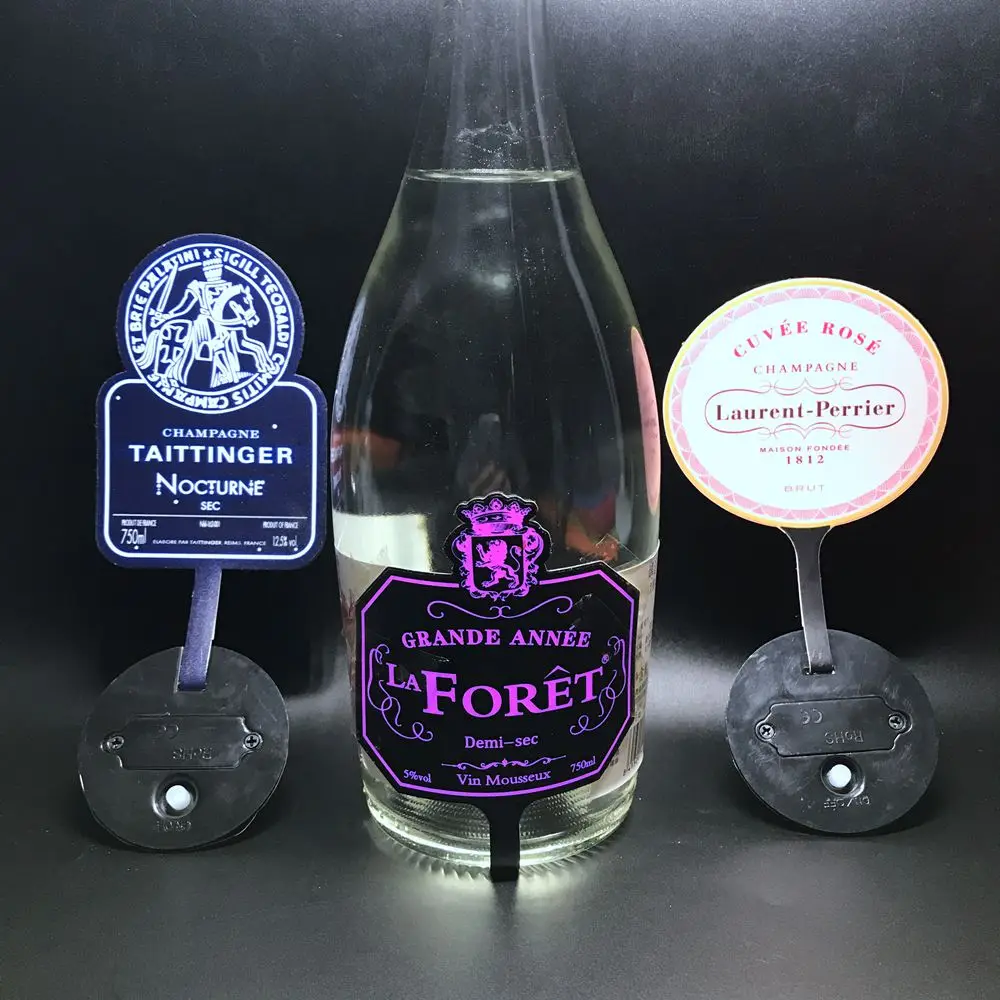 OEM Nightclub Party Custom Logo Brand Waterproof EL Sticker LED Light Glow Label With Adhesive For Champagne Whisky Wine Bottle