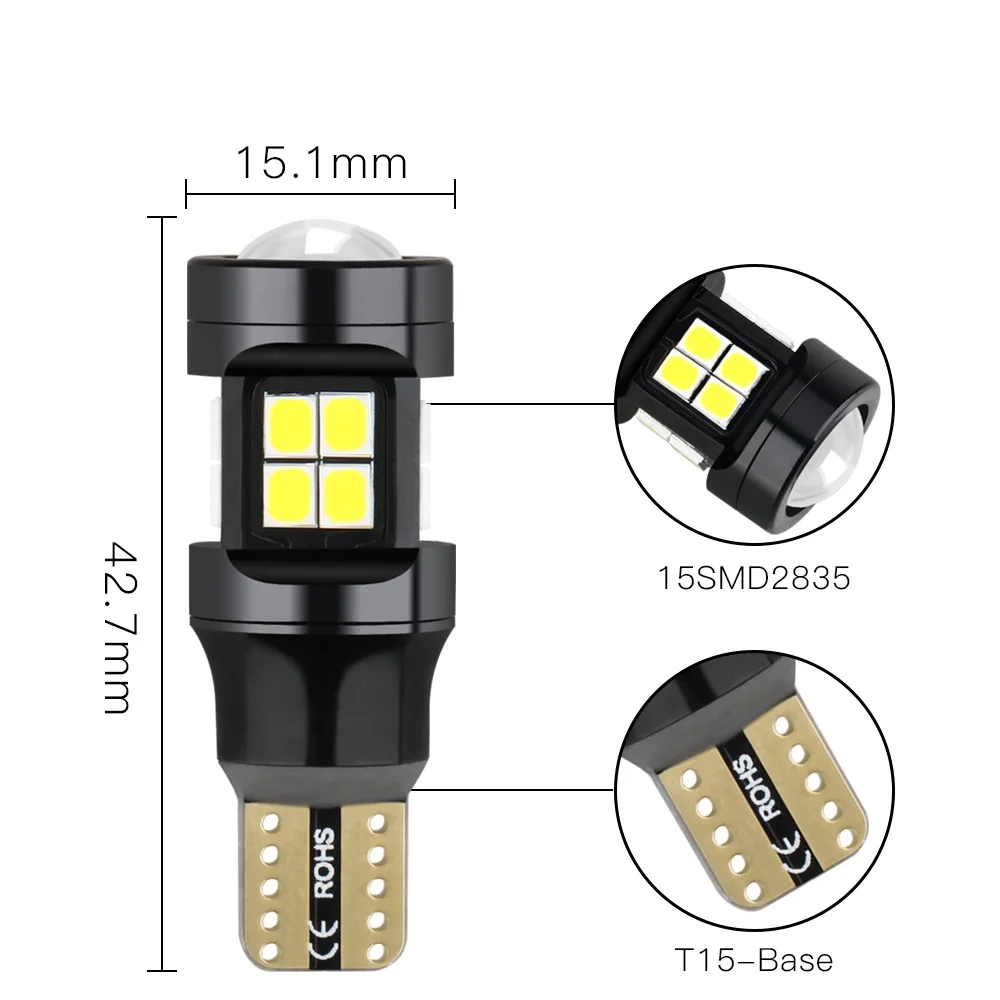 Wholesale 3.5W 429LM T15 Led 2835 15SMD White Bulb W16w 921 Car Reverse Light DJ069