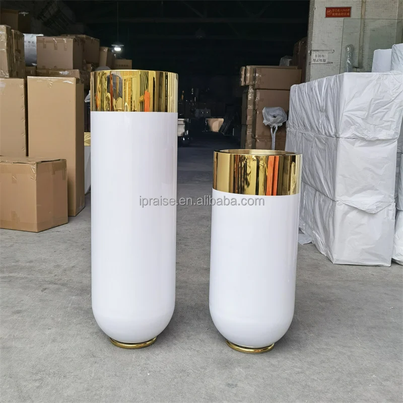 Stainless Steel Antique luxury flower vase / large steel planters galvanized metal bucket vase