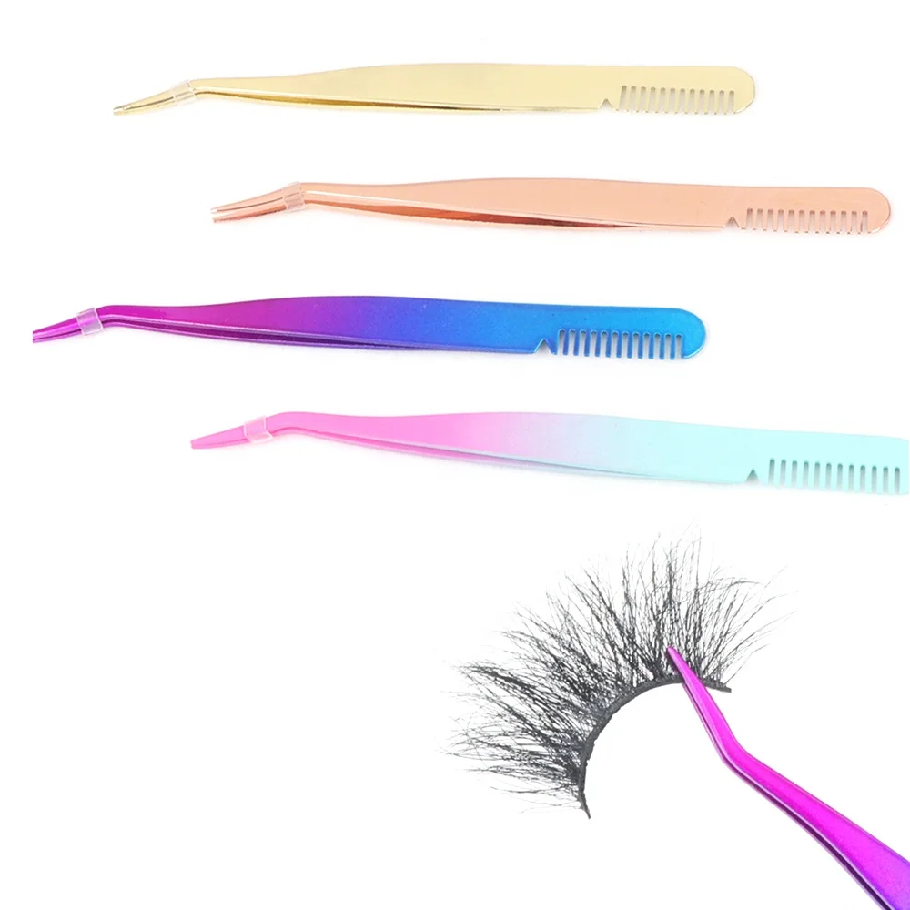 Private Label Logo Eyelash Tweezer Custom Lash Applicator Tool