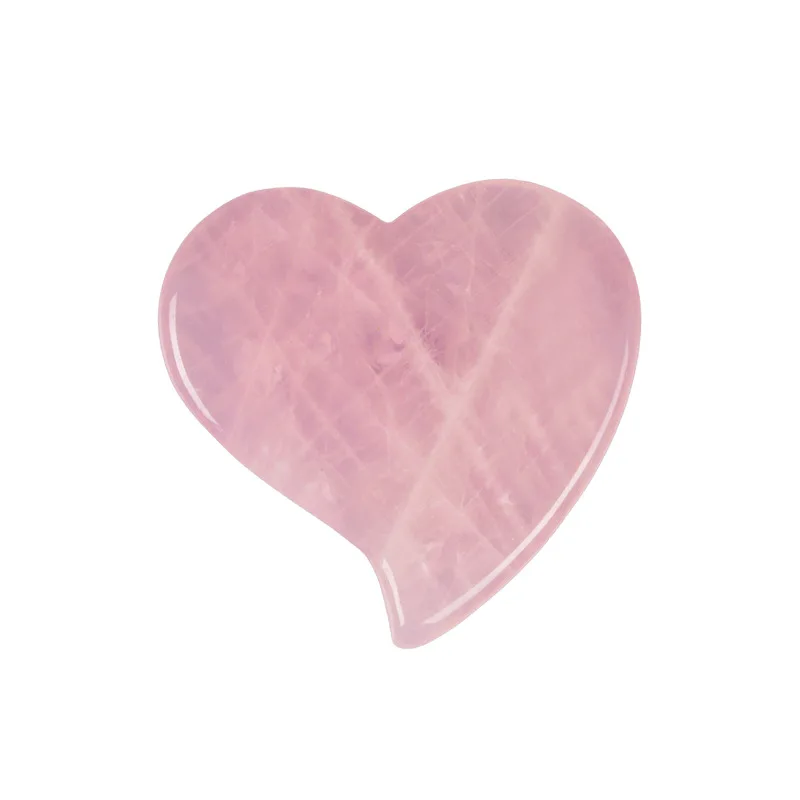 Manufacturer Pink Rose Quartz Jade Guasha Stone Heart Board Custom Logo Scraping Skin Care Facial Massage Tool