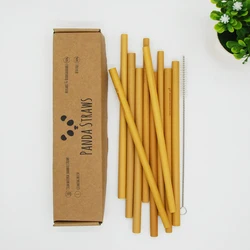WanuoCraft Reusable Organic Bamboo Drinking Straw With Coconut Coir Fiber Cleaning Brush