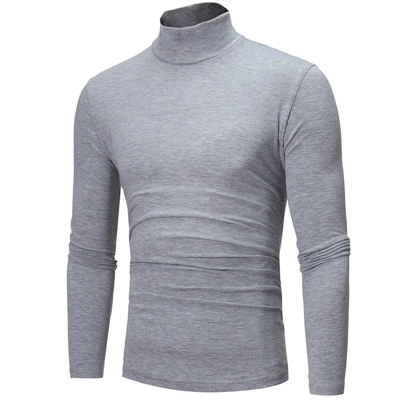 Half High Collar Thermal Underwear Men Mock Neck Basic Plain Pullover Long Sleeve T-shirt For Men
