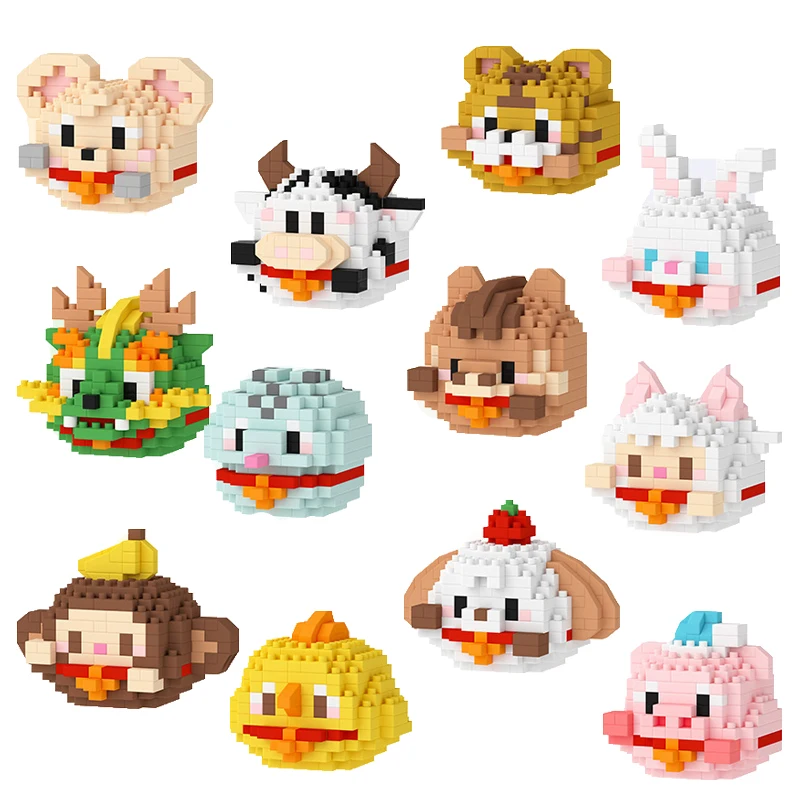 K110-K121 Animal Series Pig Monkey Tiger Building Blocks Animal Mini Brick Puzzle DIY Figure Toys Micro Particle Block Toy