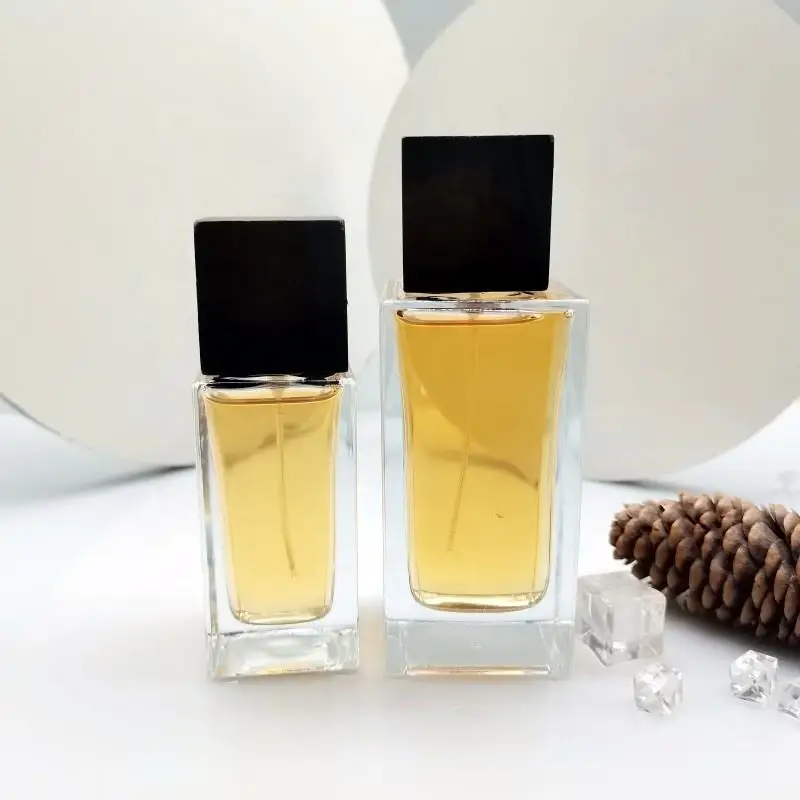 50ml 100ml Rectangle Manufacturer 50ml Square Spray Cosmetic Container Empty Premium Luxury Glass Perfume Spray Bottle