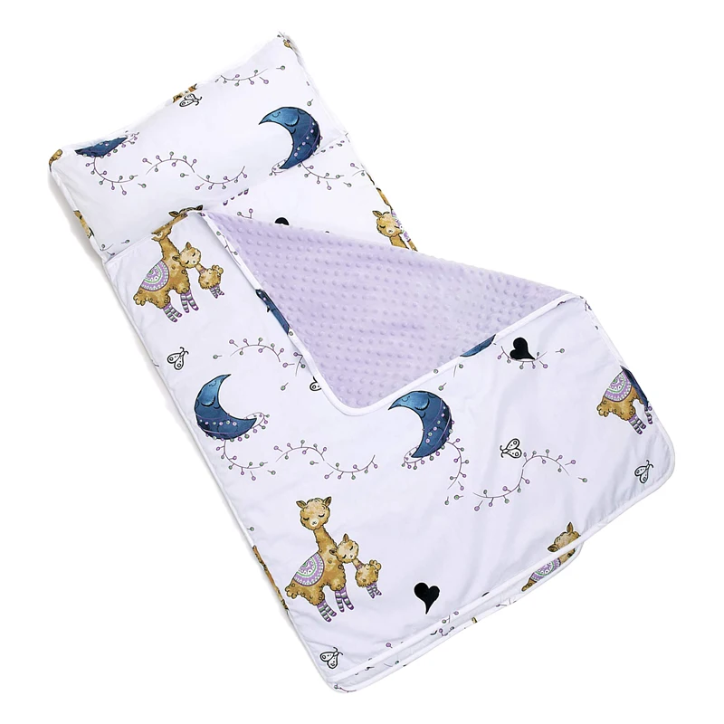 Nap mat with removable pillow for kids Can be rolled up portable toddler travel nap mat Custom size material nap mats