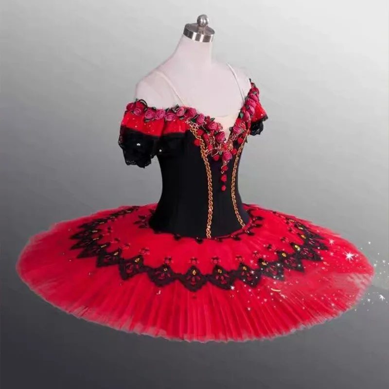 Red Spanish Pancake tutu ballet- tutu costumes wholesale women ballet skirt costumes red sugar plum fairy ballet tutu