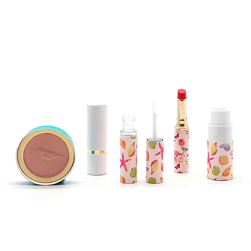 Custom printed twist up cardboard cosmetic containers eco-friendly lipstick paper tube box set packaging