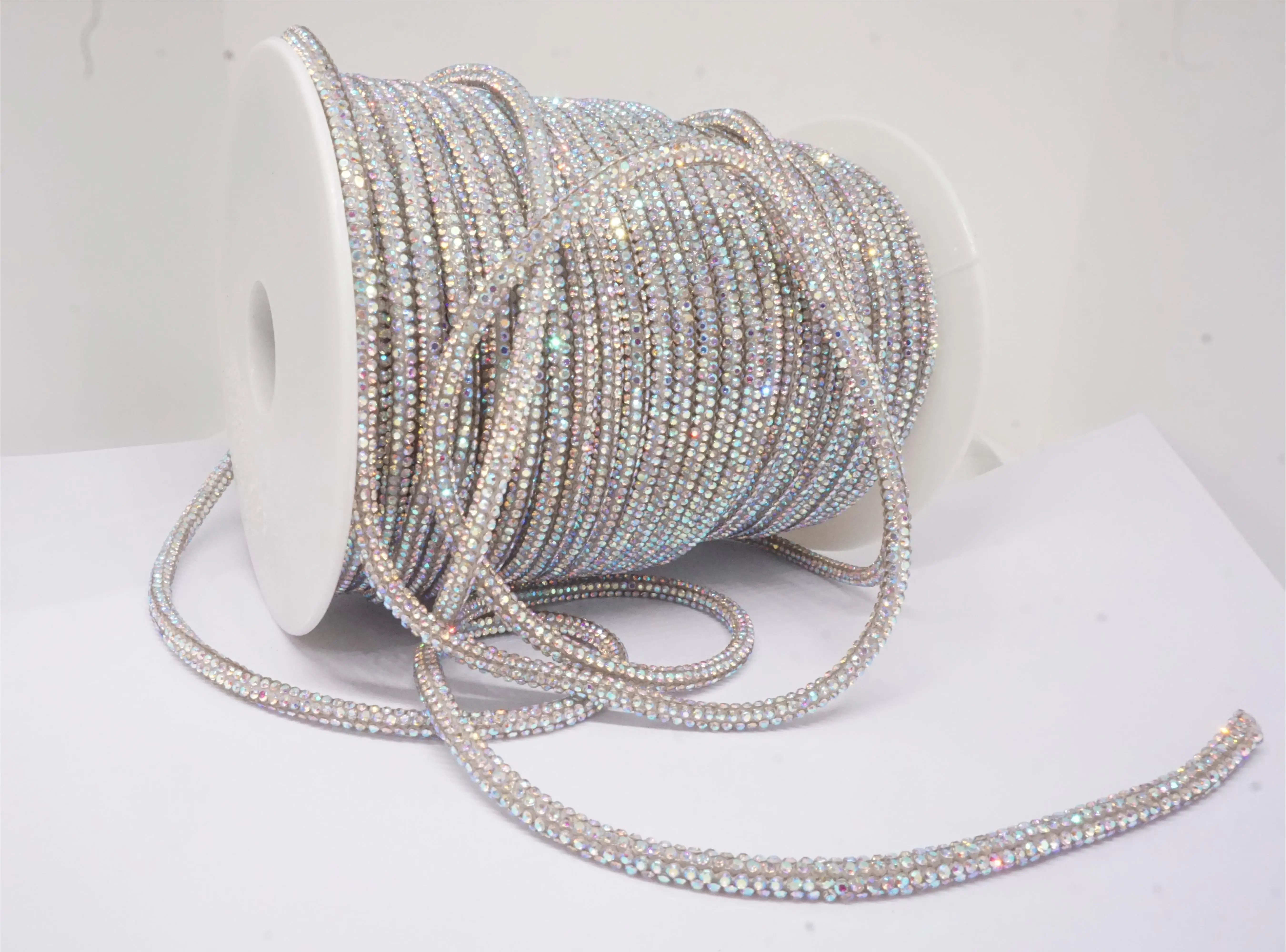 AB Diamond Rope Colorful Sparkling Round Tube Diamond Rope 4mm 6mm Crystal Shoe Lace DIY Rope