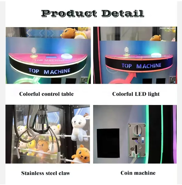 Factory Wholesale Custom Coin Operated Toy Arcade Claw Crane Machine Cheap Bill Operation Doll Claw Machine With Bill Acceptor