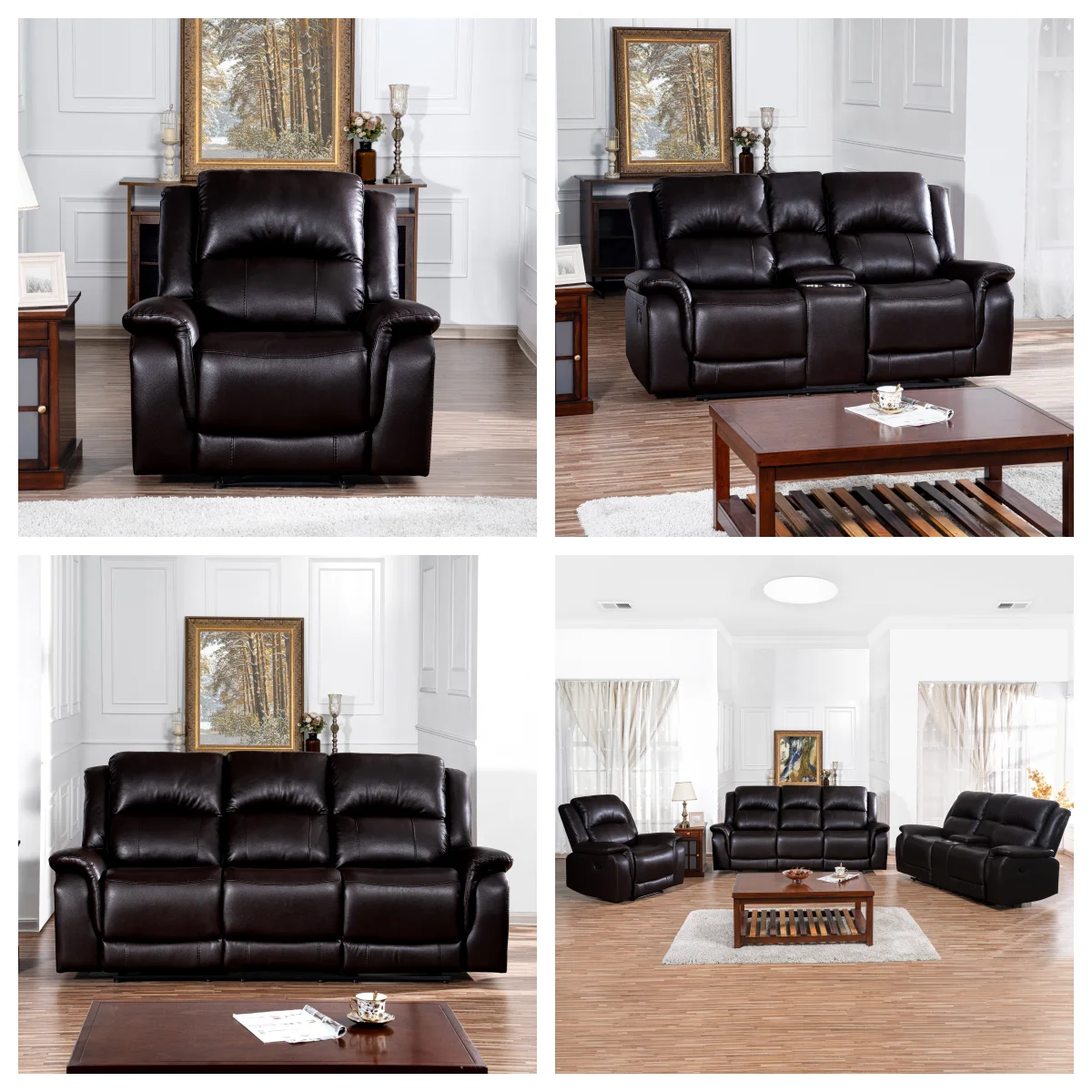 Hot sale 1+2+3 functional manual Air leather sectional recliner sofa set 3 seater for living room furniture