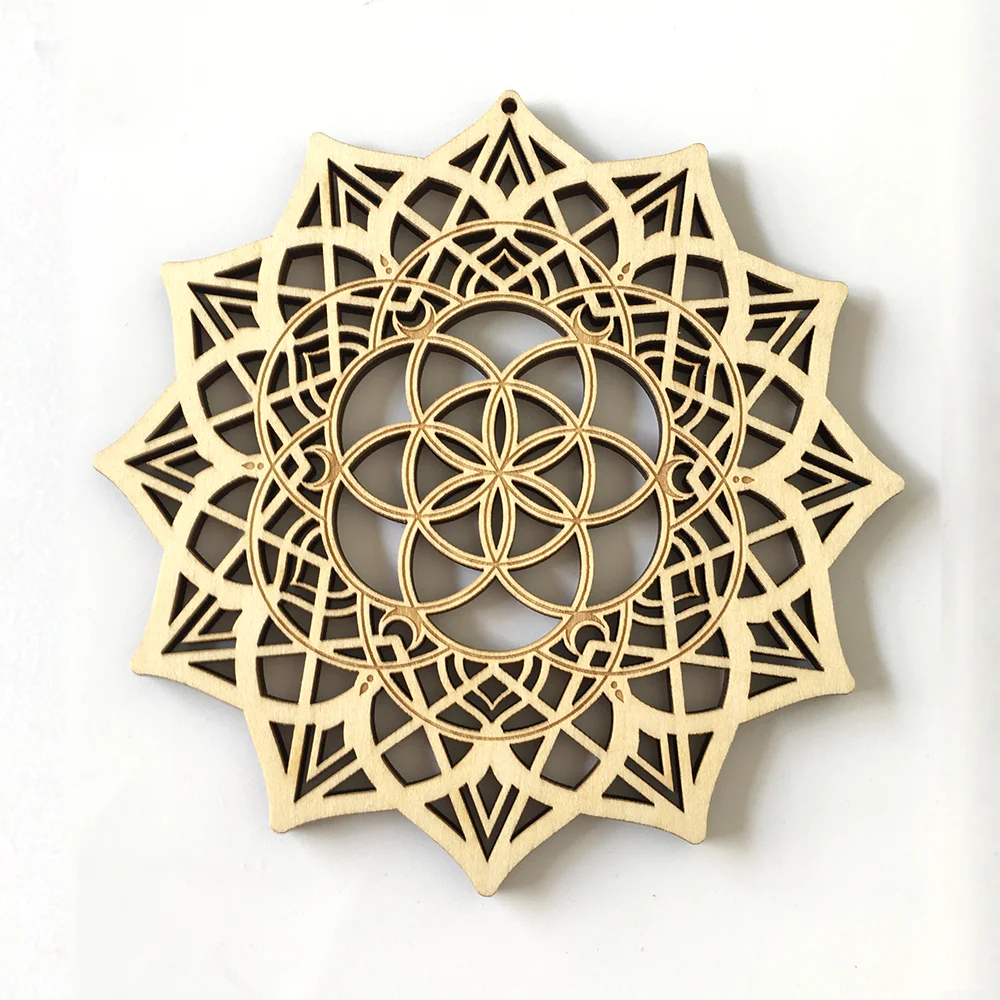 Wholesale Factory Price Carved Wood Panelyoga wheel wood Wall Art Decor Crafts wooden mandala for Home Decoration