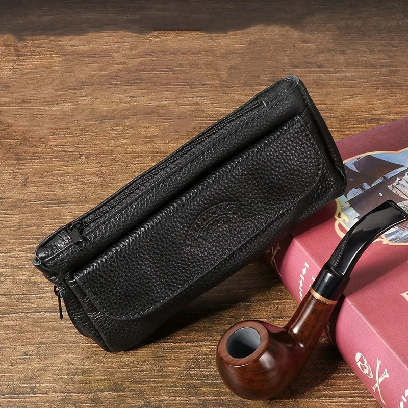 Wholesale Cowhide High Quality Smoking Accessories Tobacco Pipe Bag Tobacco Tools Portable Gadgets Luxury Pipe Bag