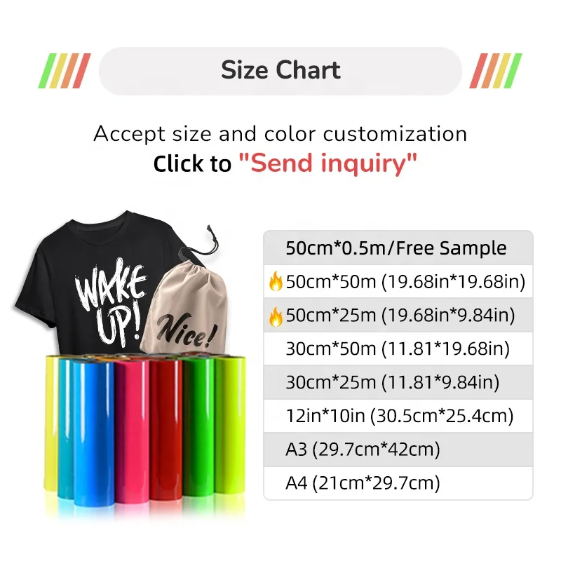 0.01$ Free Sample Colours Textile Tshirt Pvc Film Rolls Heat Press Films Vinyl