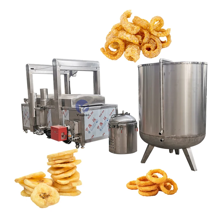 Advanced Industrial Use 200kgh Continuous French Fries Plantain Chips Chicken Wings Frying Machine For Sale