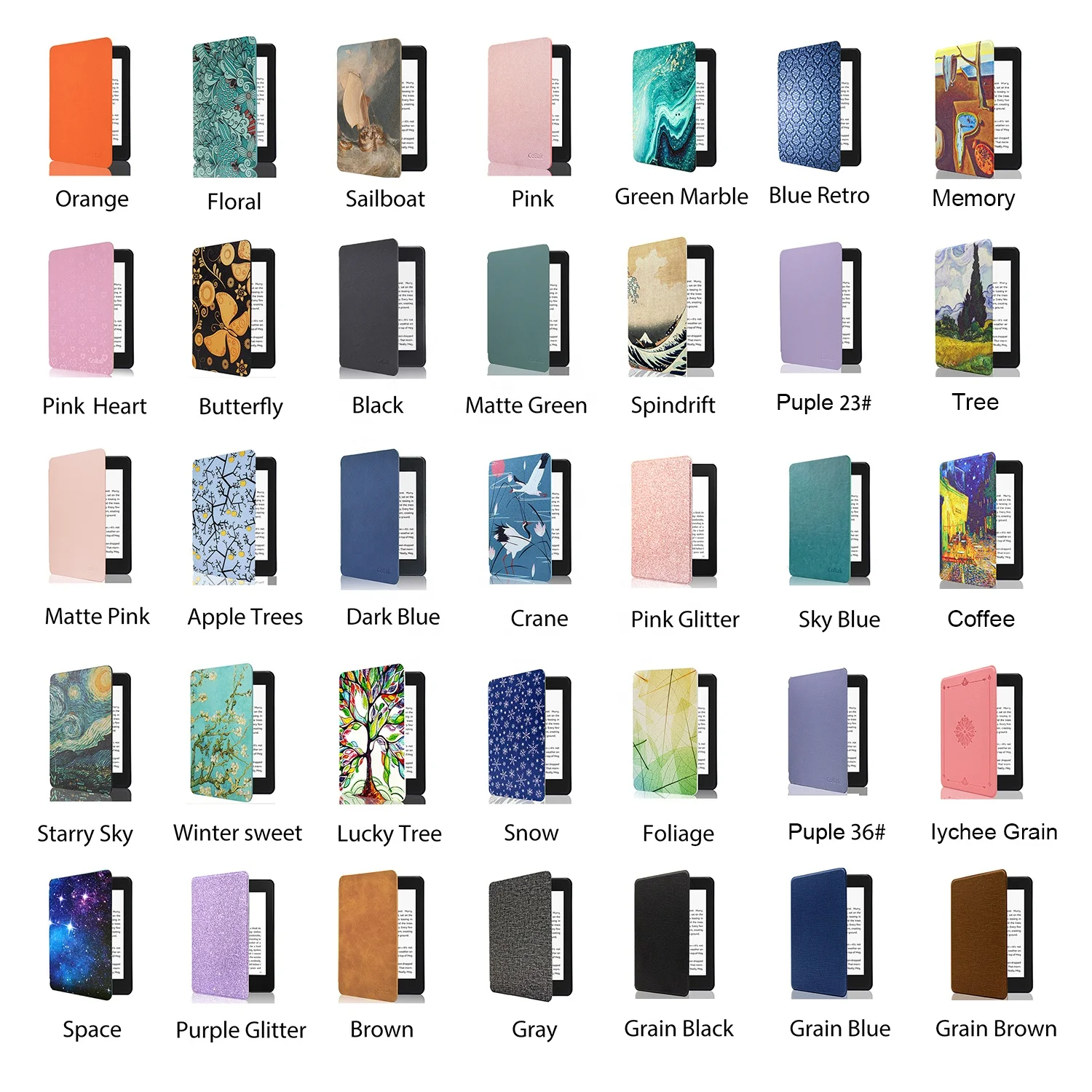 Customized Wholesale PU Leather Case Cover for Amazon Kindle Paperwhite Oasis E-Reader Book 10th generation