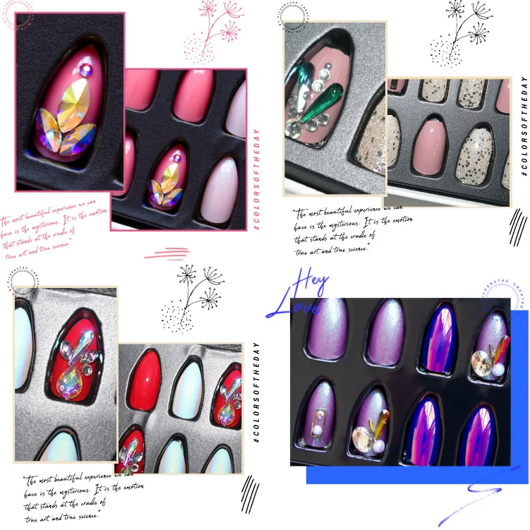 NEWAIR press on nails kit shiny and matte match pre glued artificial nail full cover stiletto fingernail
