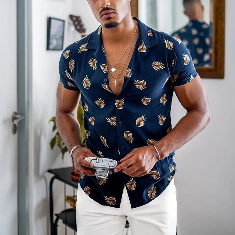 2023 New vertical stripes button up shirt mens 100 polyester t shirt wholesale breathable hawaii shirts for men casual