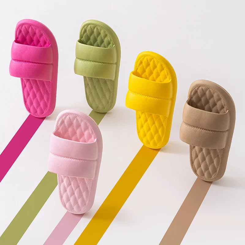 Beach Sandal Custom Logo Slides Slippers Anti-slip Bathroom Thick Sole Bread Cloud EVA Indoor Wholesale Women Cool Unisex CN;FUJ