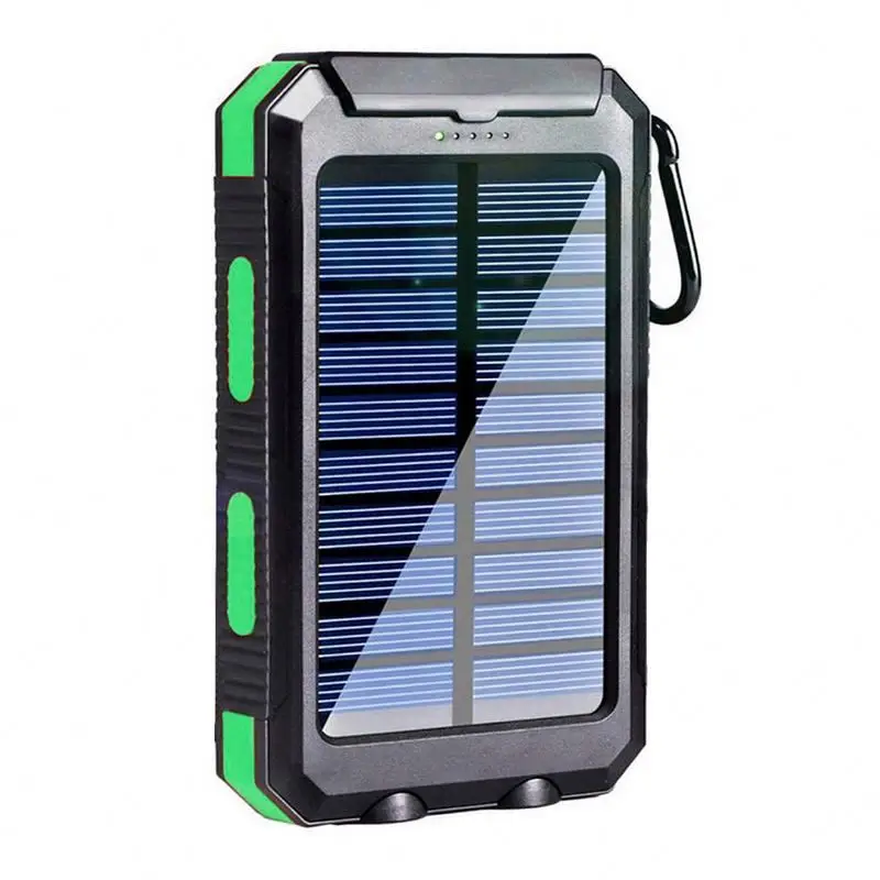 20000mah IP67 IPX6 Solar Power Bank Charger Waterproof Type C Input Port Dual Portable Solar Panel Charging for Cellphone