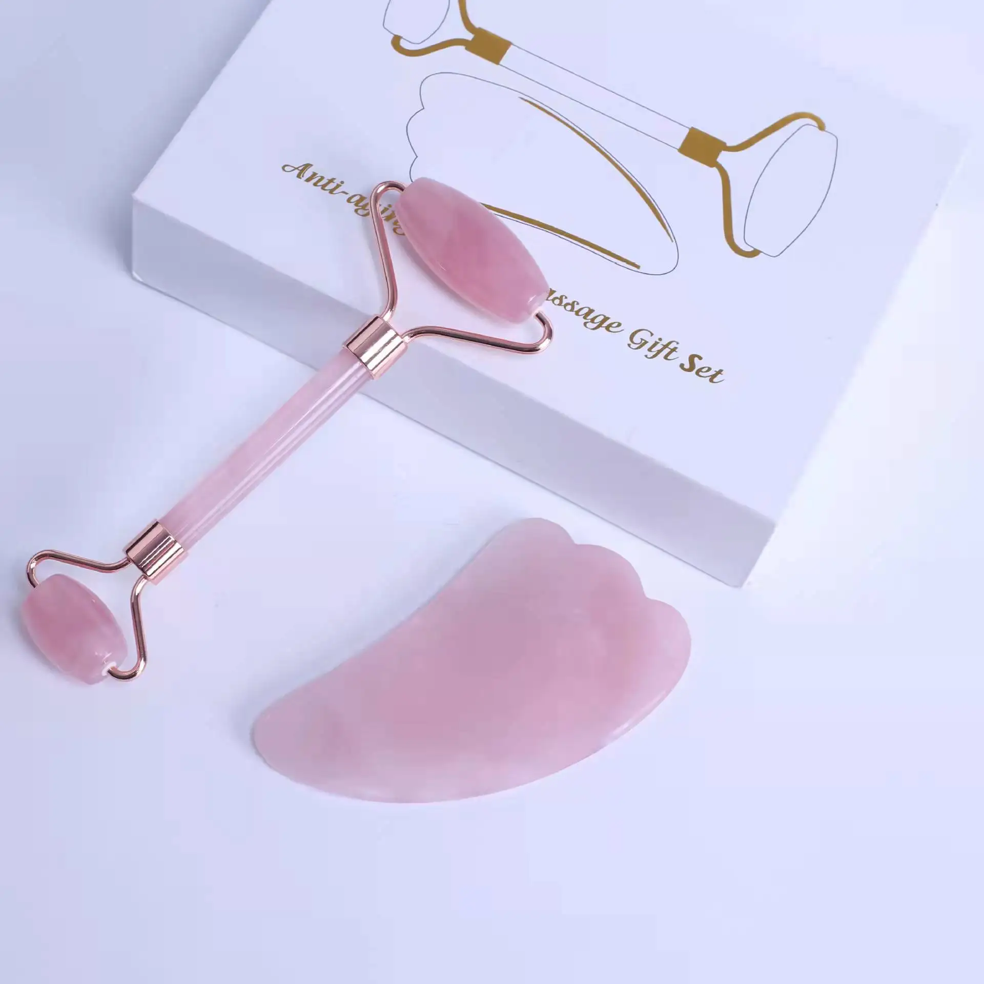 Wholesale natural polishing powder crystal massage stick handicraft massage instrument rose quartz scraping board