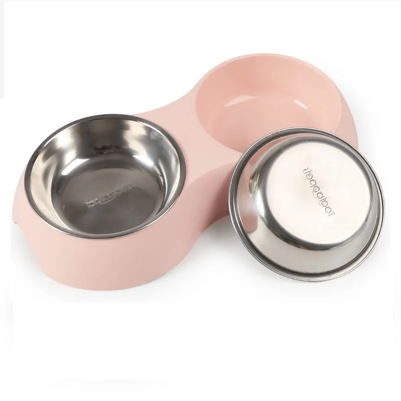 Wholesale Pet Bowls Feeders Eco-friendly Dog Bowl Double Leakproof Two-in-one Dog Feeding Bowl