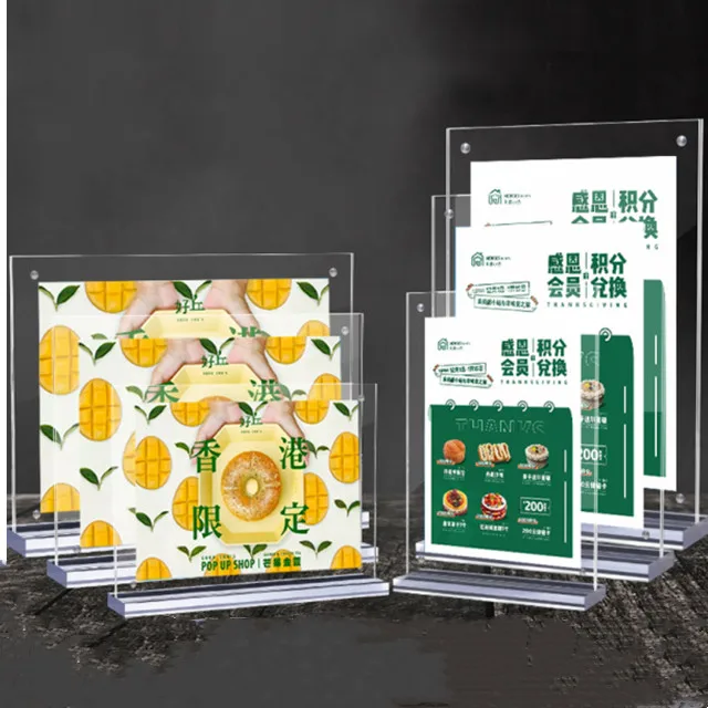 Strong Magnetic Double Sided Acrylic Bar Menu Table Stand Holder Display Lighting Menu Stand
