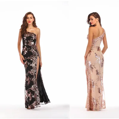 IHJ2814 European and American women sexy backless sequin long dress cocktail dresses