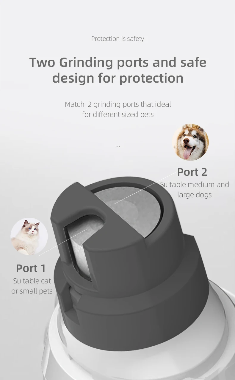 2021 Top Selling 2-Speed USB Electric Pet Nail Trimmer Low Noise Cat Nail Cutter Dog Use Pet Nail Grinder