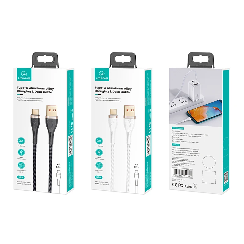 USAMS New arrival SJ488 usb c Aluminum Alloy 3A high speed data transfer for xiaomi