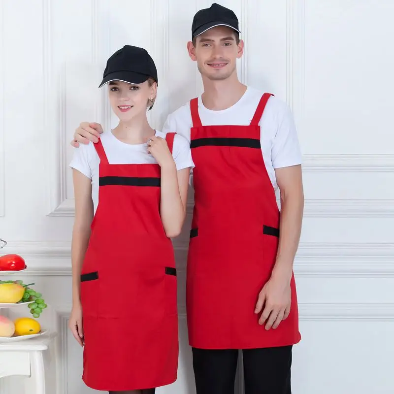 Supermarket work clothes pinafore fashion fruit shop restaurant cafe waiter apron with printed embroidered words