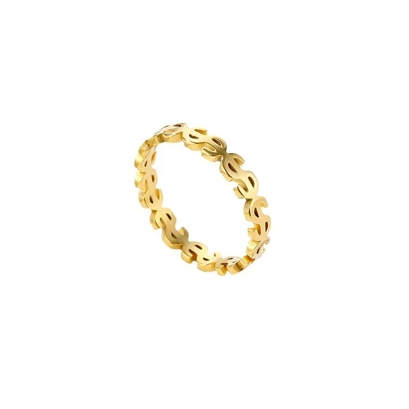 Personalized Stainless Steel Ring Women Fashion Hip Hop full Dollar Symbol Design Colorfast Finger Accessories Fine Jewelry