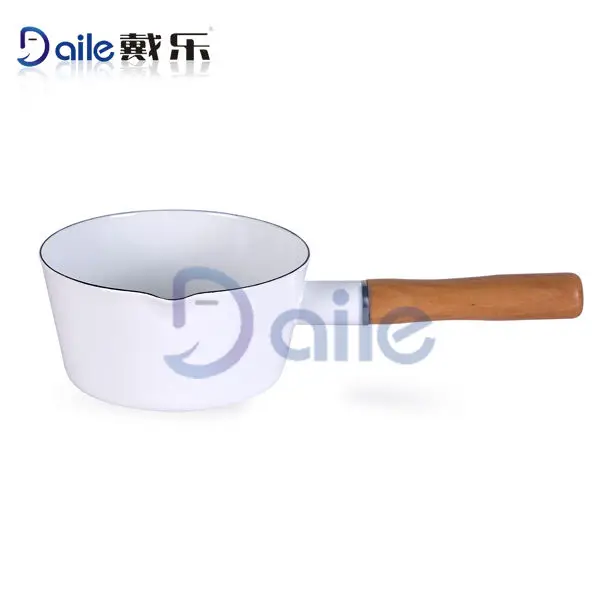 Even heat conduction easy to cook and clean enamel milk pan nonstick milk pot with pour spouts