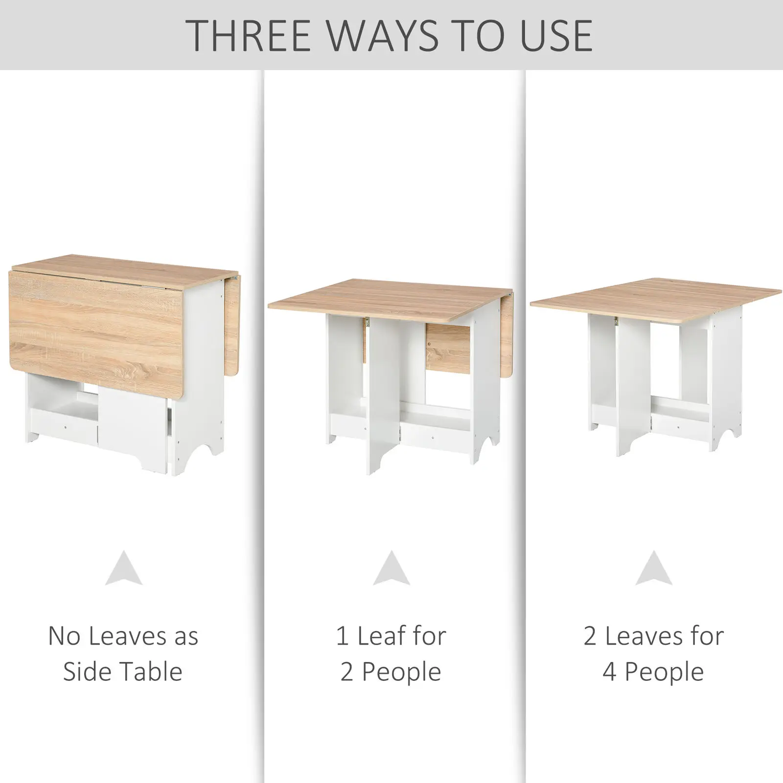 Drop-Leaf Dining Table Folding Desk Foldable Bar Table with Storage Shelf