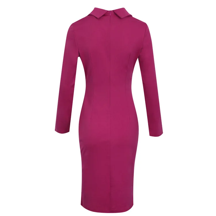 Ebay Wish Fashion Design Women Professional Dress Long Sleeve Slim Fit Office Dresses