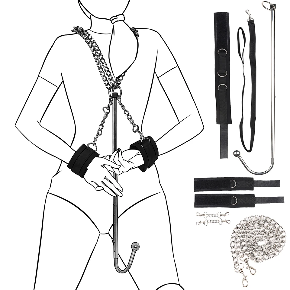 Bondage Gear Black Bondage Kit Plug Hook Adult Product Handcuffs Sex Toys For Women And Man Juguetes Sexuales
