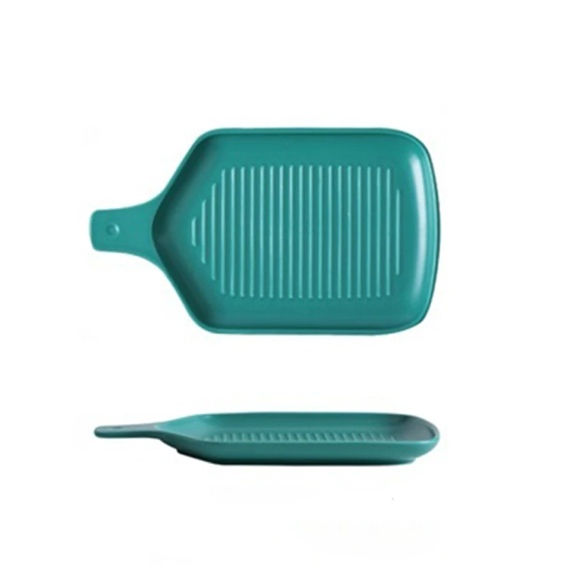 Nordic Цветная глазурь противень семья 10 дюймов ручки плиты Отель Ресторан в западном стиле решетка для варки плиты INS керамическая посуда