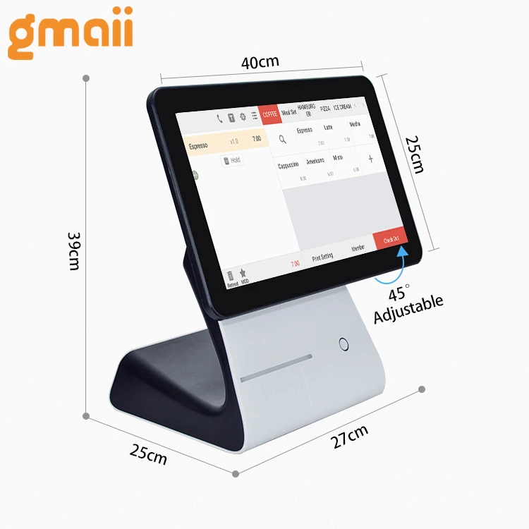 Gmaii 15.6 cash register automatic cash payment registratore di cassa pos terminal system and receipt printer 58mm