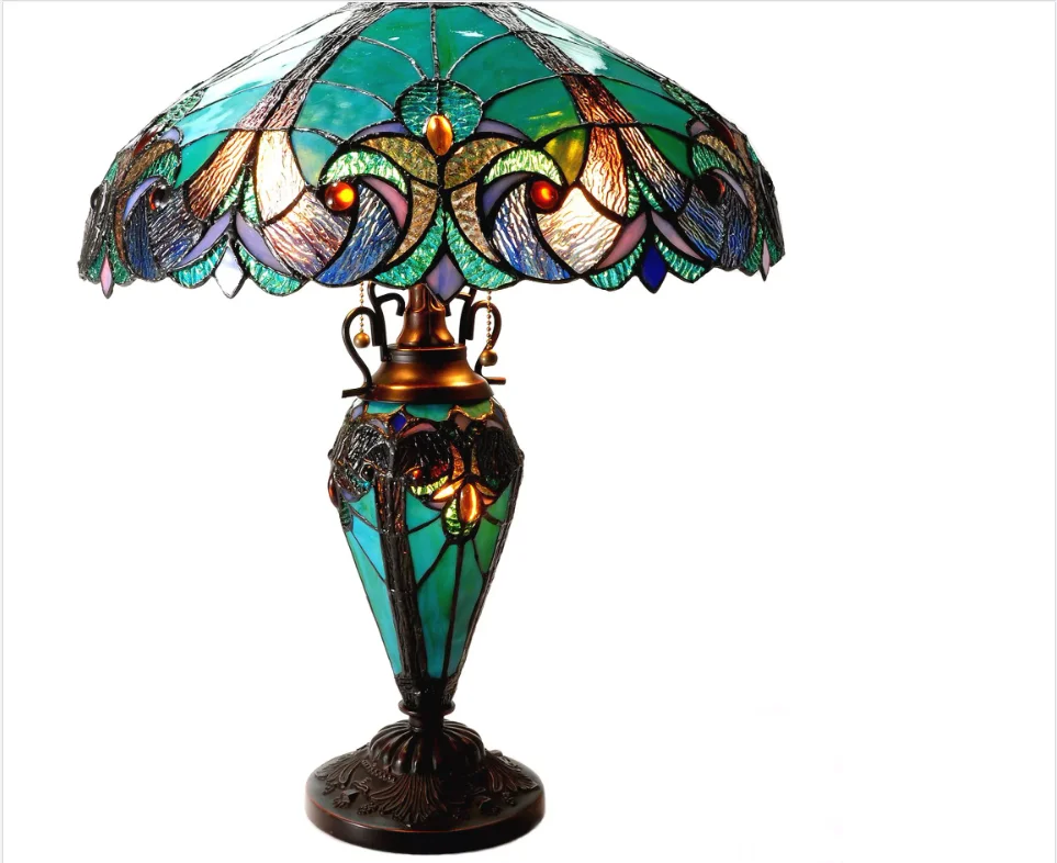 Chloe Lighting Liaison Tiffany-style 3 Light Victorian Double Lit Table Lamp