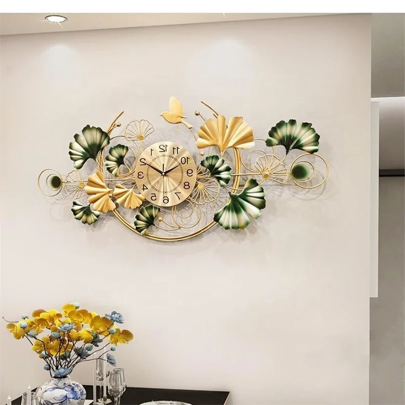 Modern Minimalist Luxury Iron Wall Decor Silent Sweep Beautiful Flower Design Iron Wall Clocks