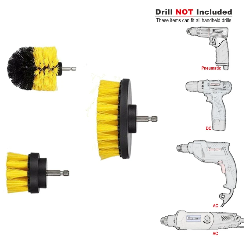 Electric Scrubber Drill Brush Kit Plastic Round Cleaning Brush Nylon Brushes