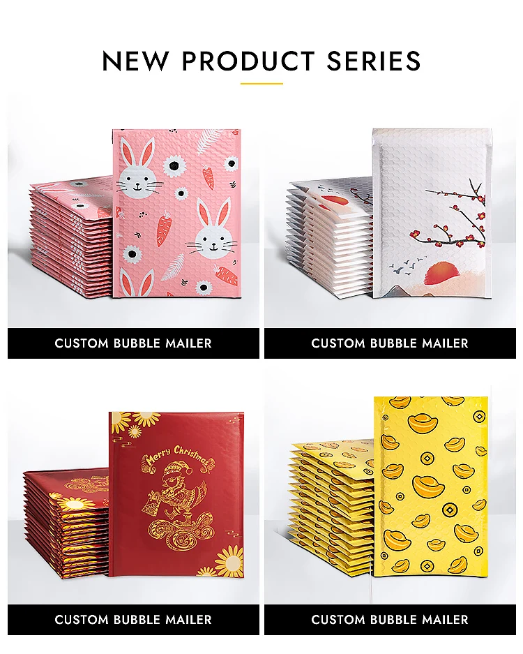 Custom poly Waterproof Envelope Compostable Plastic Packaging Envelope Bubble Biodegradable Black Pink Bubble Mailer Bag